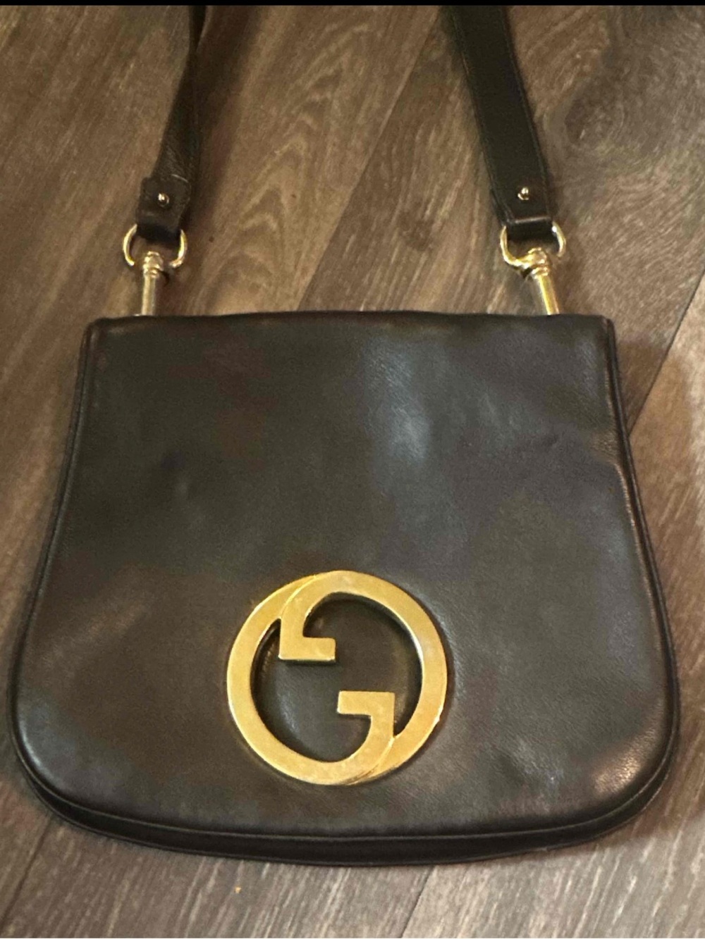 Gucci dark Brown Leather vintage 1960s/50s bag with gold details rare authentic